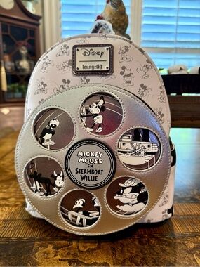Disney 100 Decades 1920’s Steamboat Willie Spinning Film Reel Mini Backpack